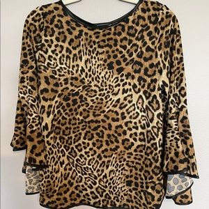 Leopard print bell sleeve top